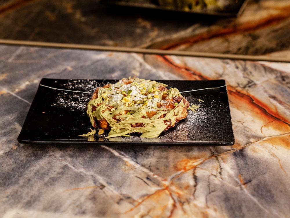 Waffel con crema di pistacchio