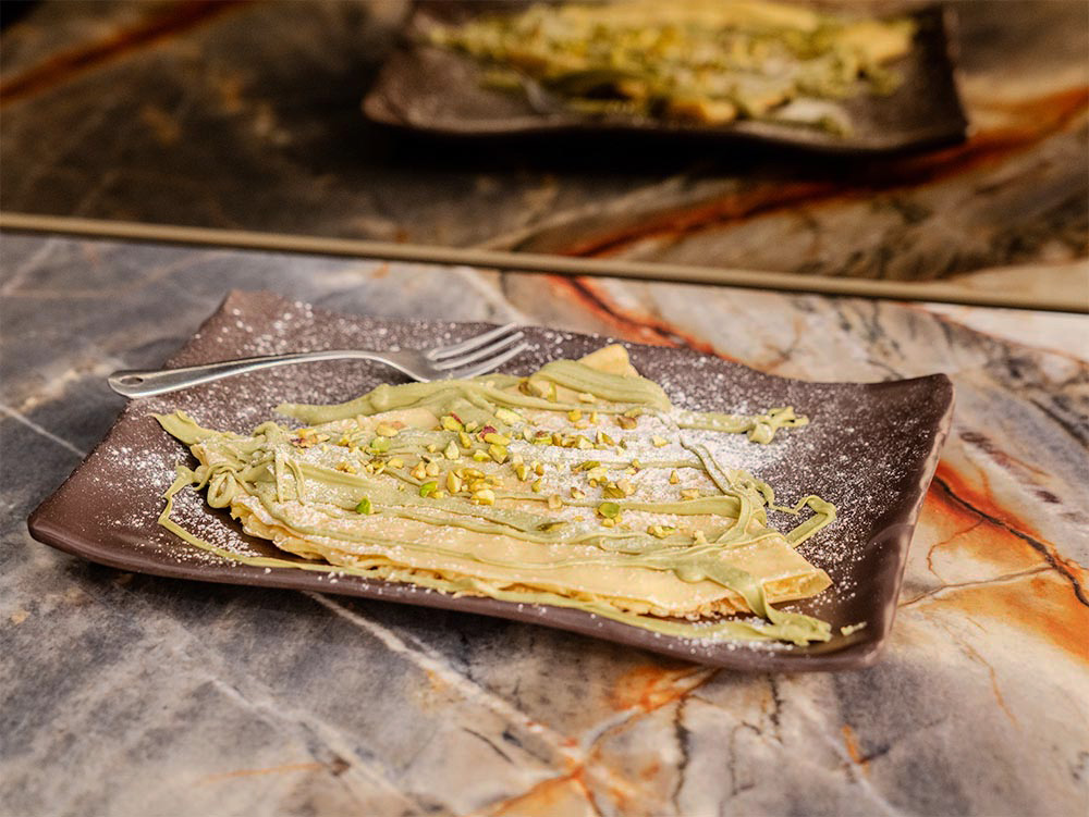 Crepes con crema di pistacchio